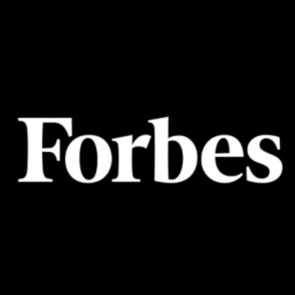 The Forbes logo, featuring the word "Forbes" in white serif font against a black background.