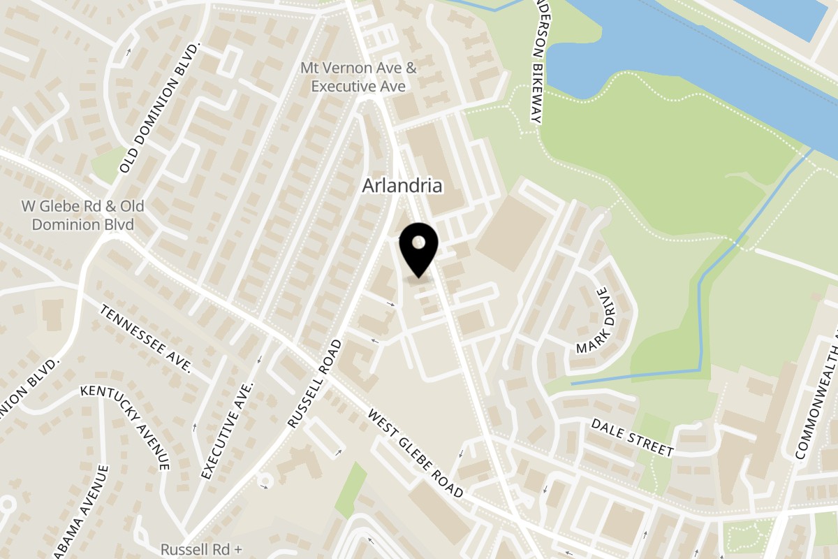 Map showing the location of RT's Restaurant on 3804 Mt Vernon Ave in Alexandria